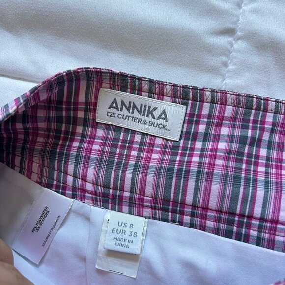 Annika Cutter & Buck Womens 8 Pink Plaid Golf Tennis Skort Skirt Shorts Stretch - Picture 6 of 10
